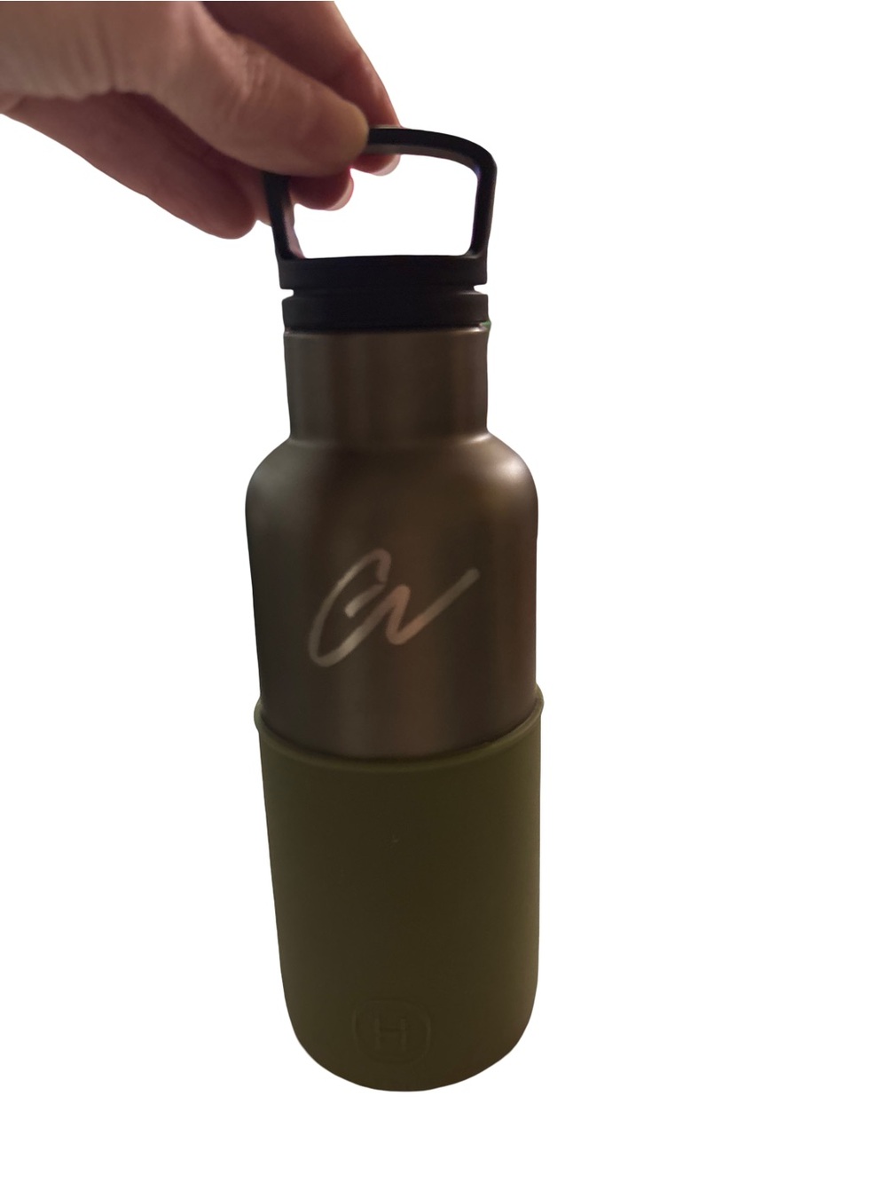 HYDY Vacuum Insulated Water Bottle Titanium Grey Army Green Silicone Sleeve NWT